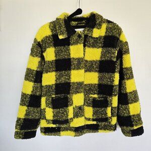 Treasure & Bond Kids' Yellow Buffalo Check High Pile Fleece Shacket Size Large